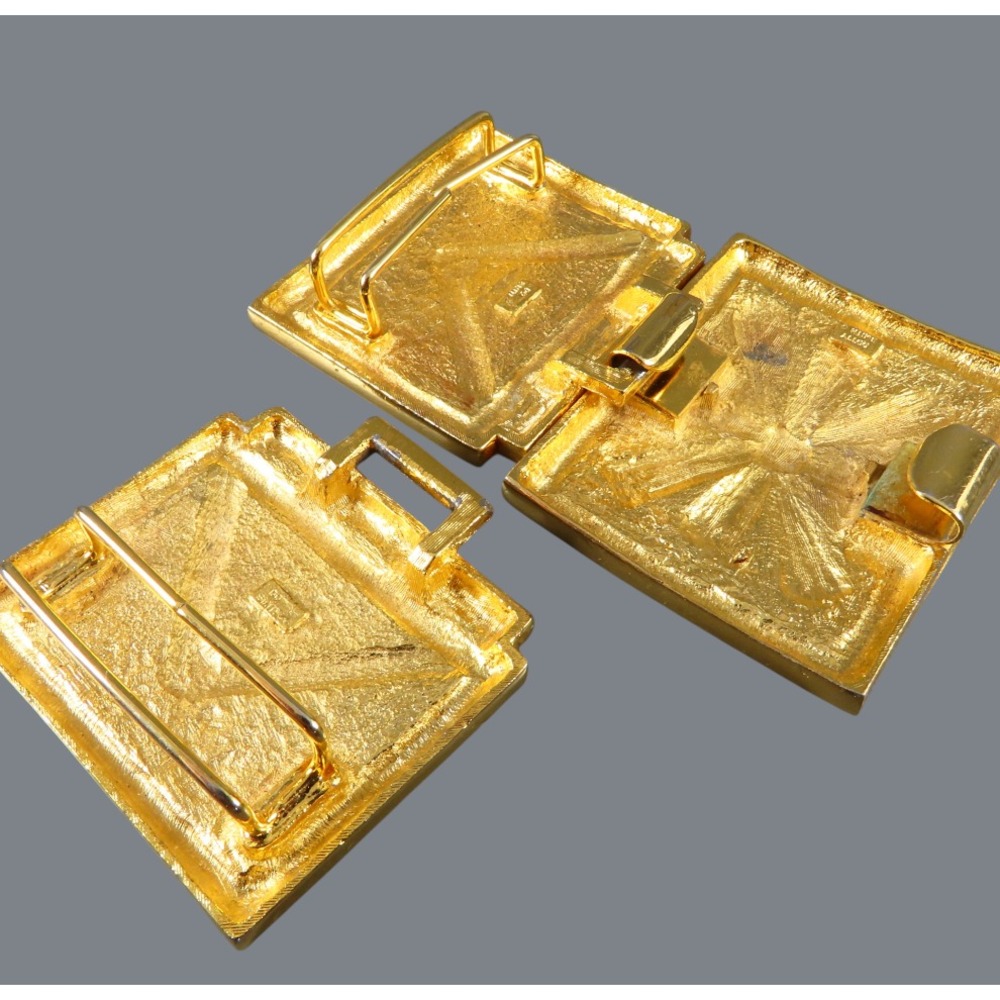 VTG Dotty Smith Belt Buckle GOLD TONE ART DECO STYLE Geometric Avant Garde NICE! - Picture 4 of 5
